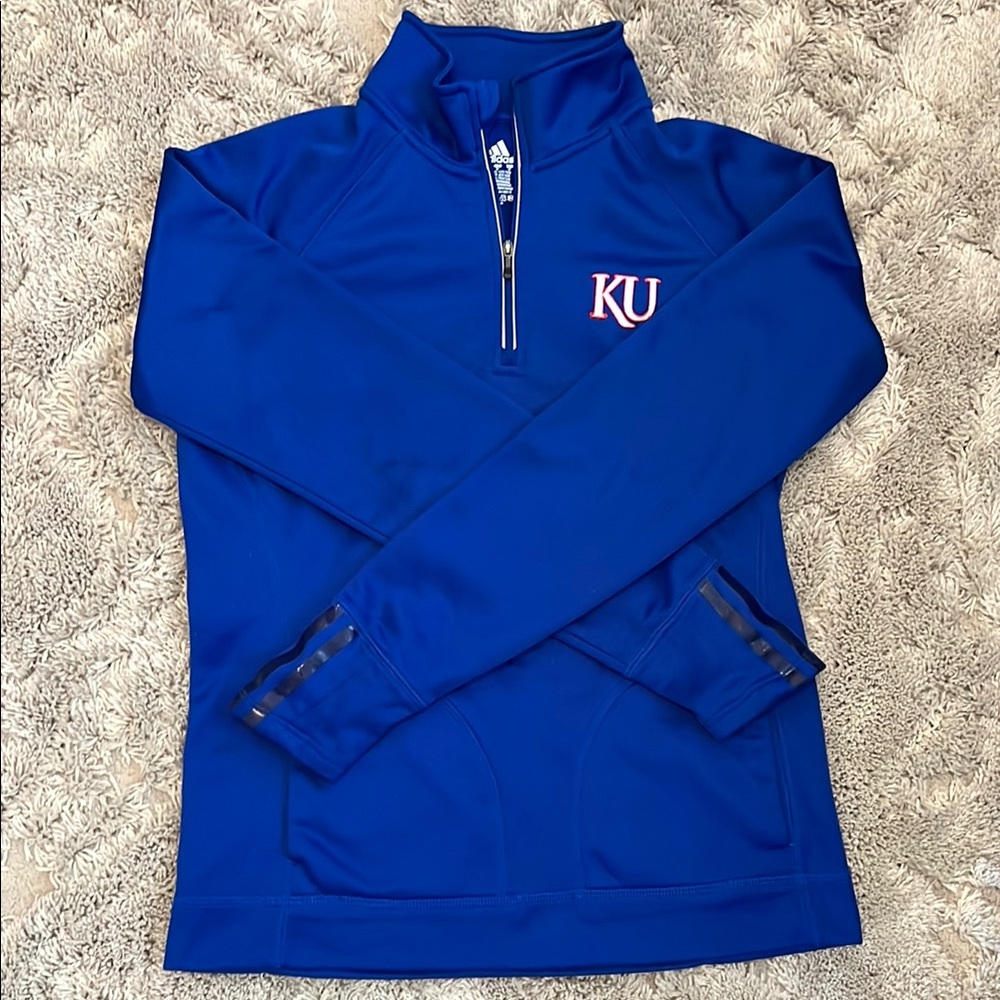Adidas Quarter-Zip Pullover with KU Logo